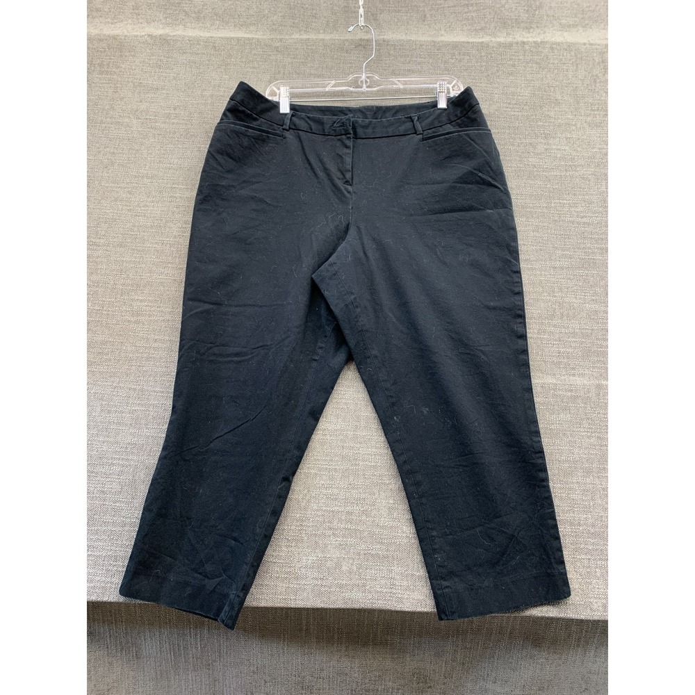 Lane Bryant Slim Capri Pants Women 16 Black Cotton Stretch High Rise Tapered Leg